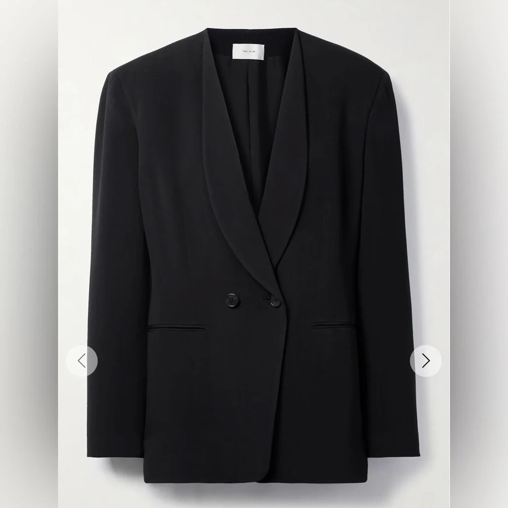THE ROW black Alda blazer jacket double breasted shawl lapels New w/tags $2800 - Picture 2 of 16
